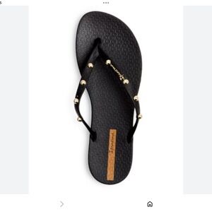 Ipanema Black Sandals with Gold Stud Accents